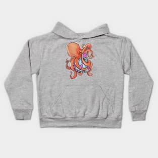 Octopus attacking a Space Rocket Kids Hoodie